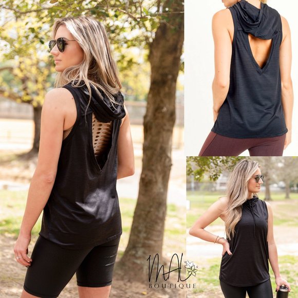 Heather Hoodie Muscle Active Tank - Picture 2 of 9